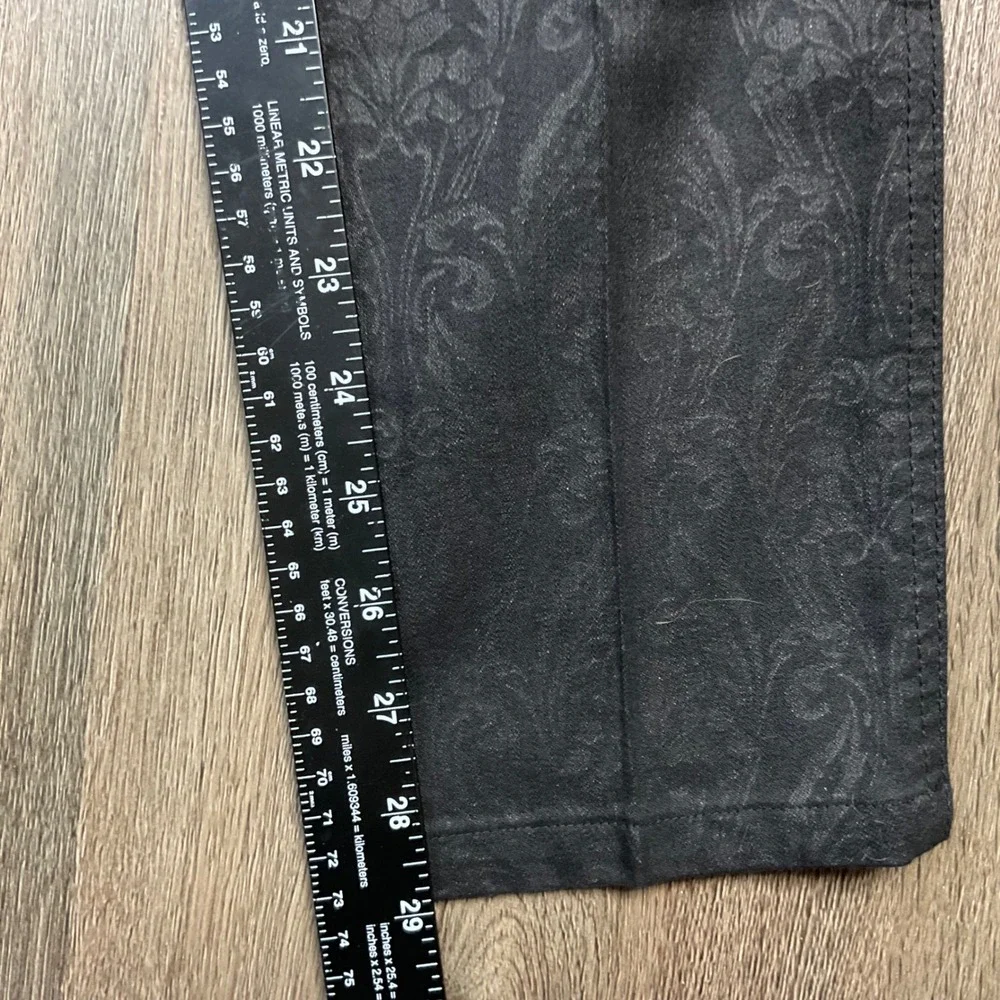 Tory Burch Baroque Jacquard Skinny Stretch Pants Womens 26 Black Designer Classy